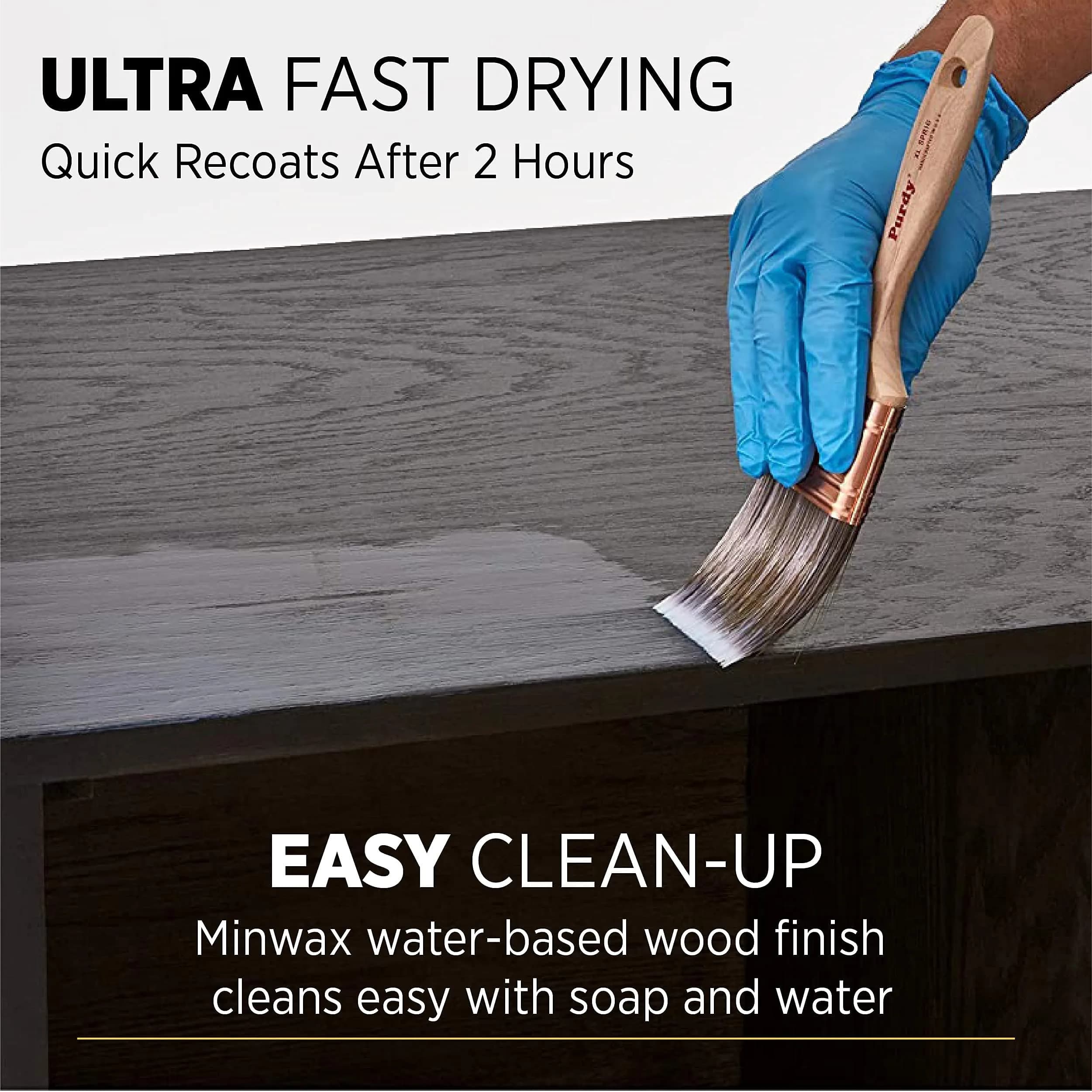Minwax Polycrylic Protective Finish Gloss 237ml (8 Fl Oz) | Crystal Clear Water-Based Wood Sealer - view 5