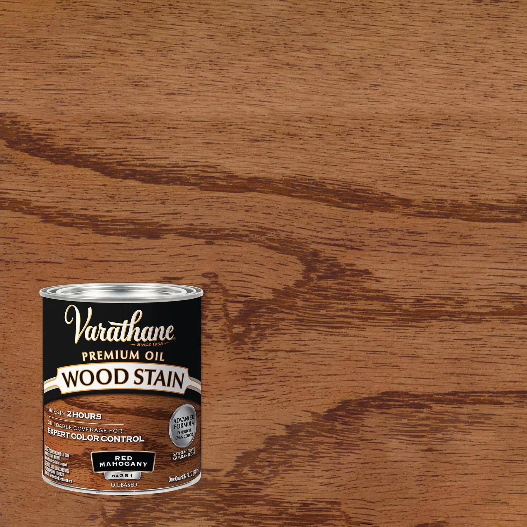 Varathane Red Mahogany Oil-Based Wood Stain, Quart (946ml) | Rich Color for Interior Wood - view 2