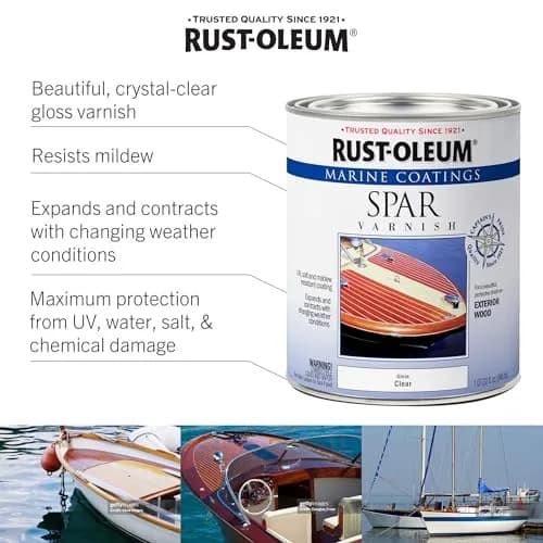 Rust-Oleum Marine Spar Varnish Gloss Clear Quart | Superior Exterior Wood Protection Above Waterline thumbnail 3