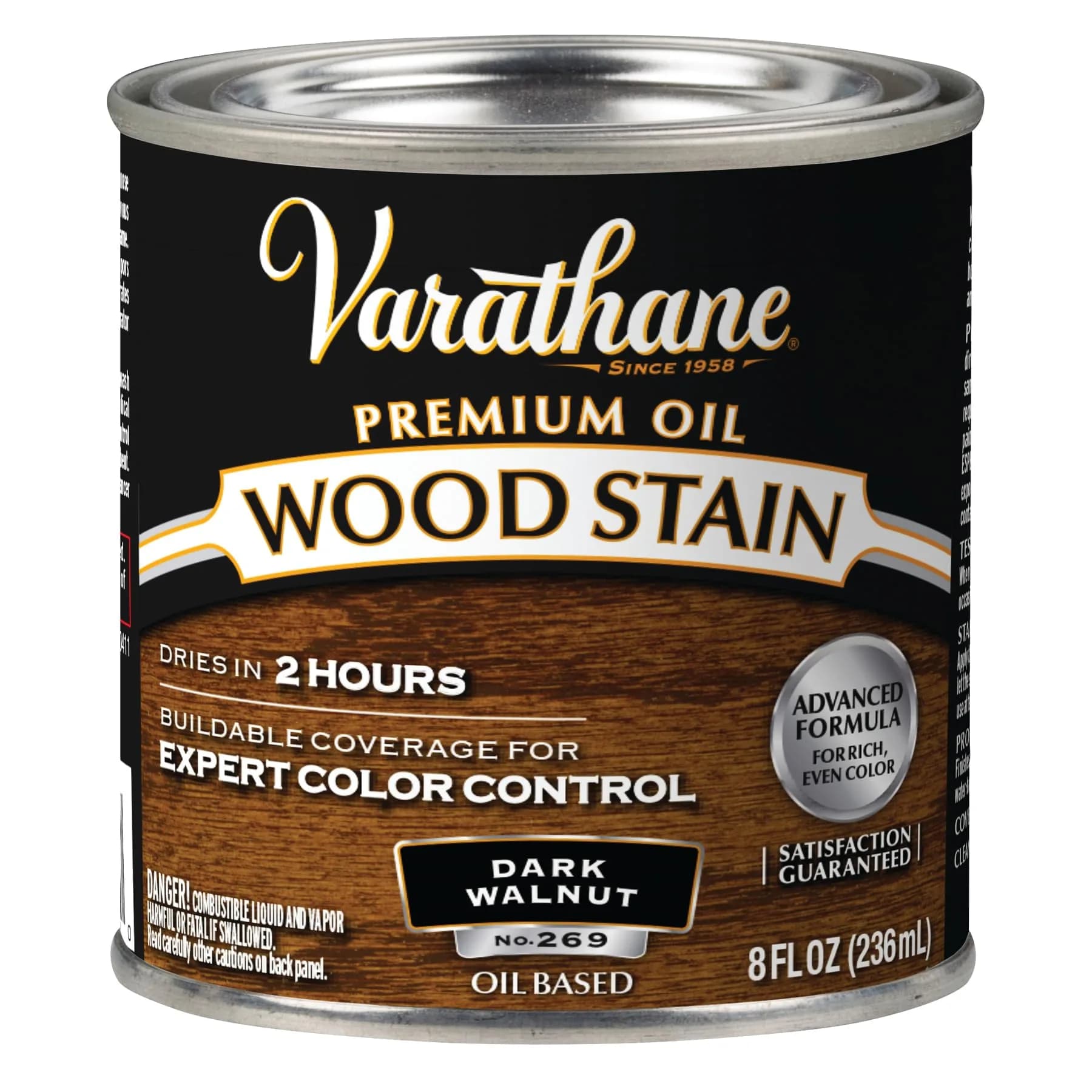 Varathane Dry Dark Walnut Oil-Based Wood Stain - Half Pint (Pack of 1) for Interior Wood - main product image