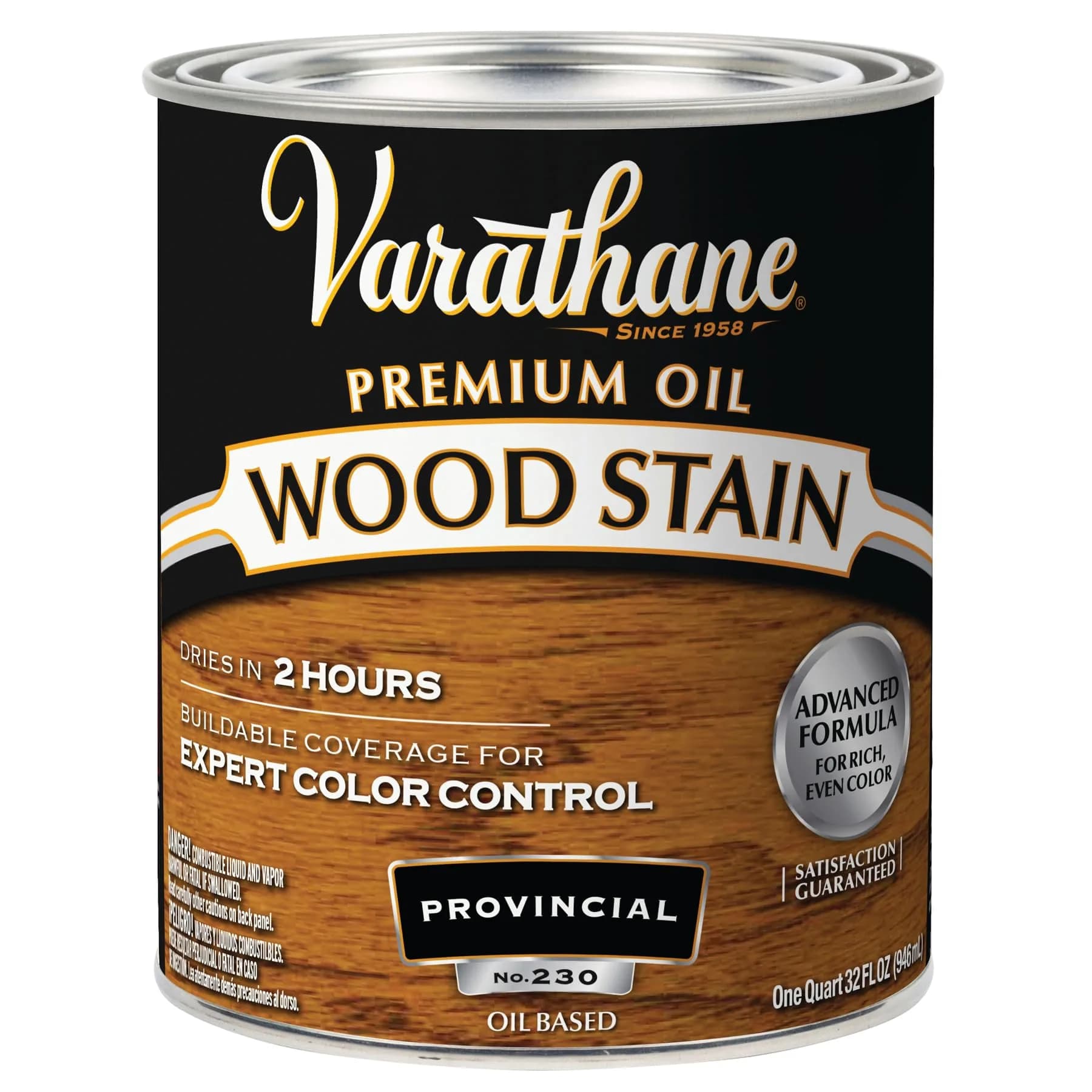 Varathane Provincial Quart (32 Fl Oz) Oil-Based Wood Stain - Rich Brown Hue for Interior Furniture - main product image