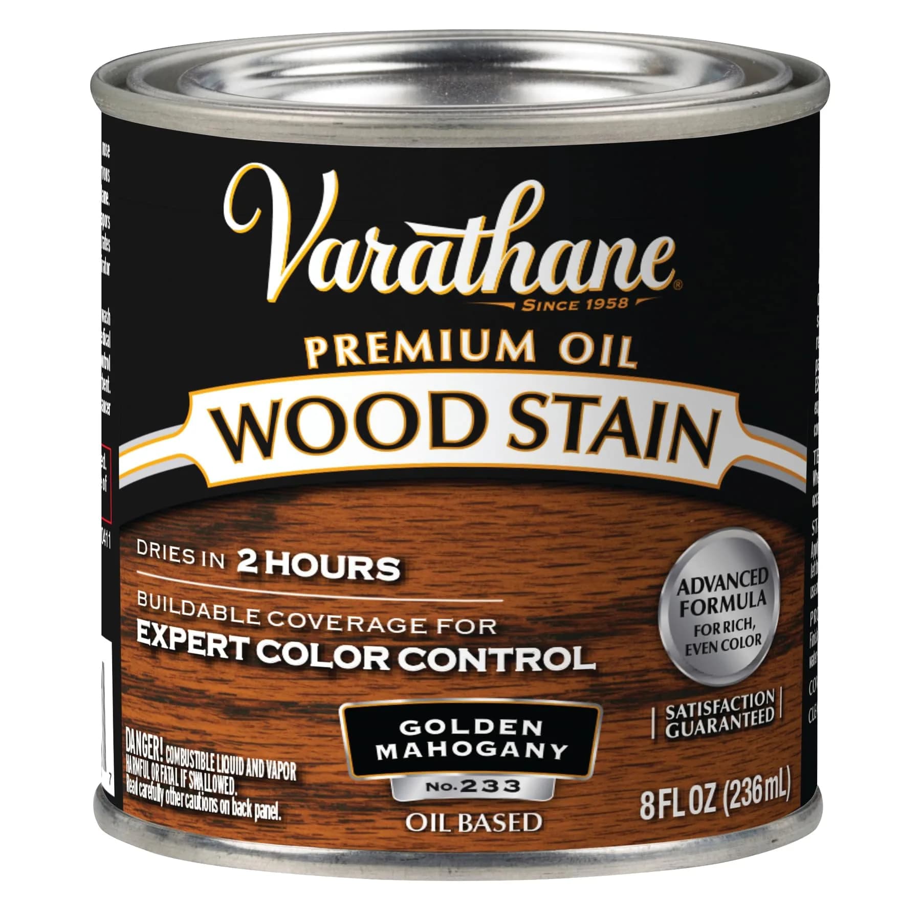 Varathane Golden Mahogany Oil-Based Wood Stain, Half Pint (Pack of 1) | Rich Interior Wood Color - main product image
