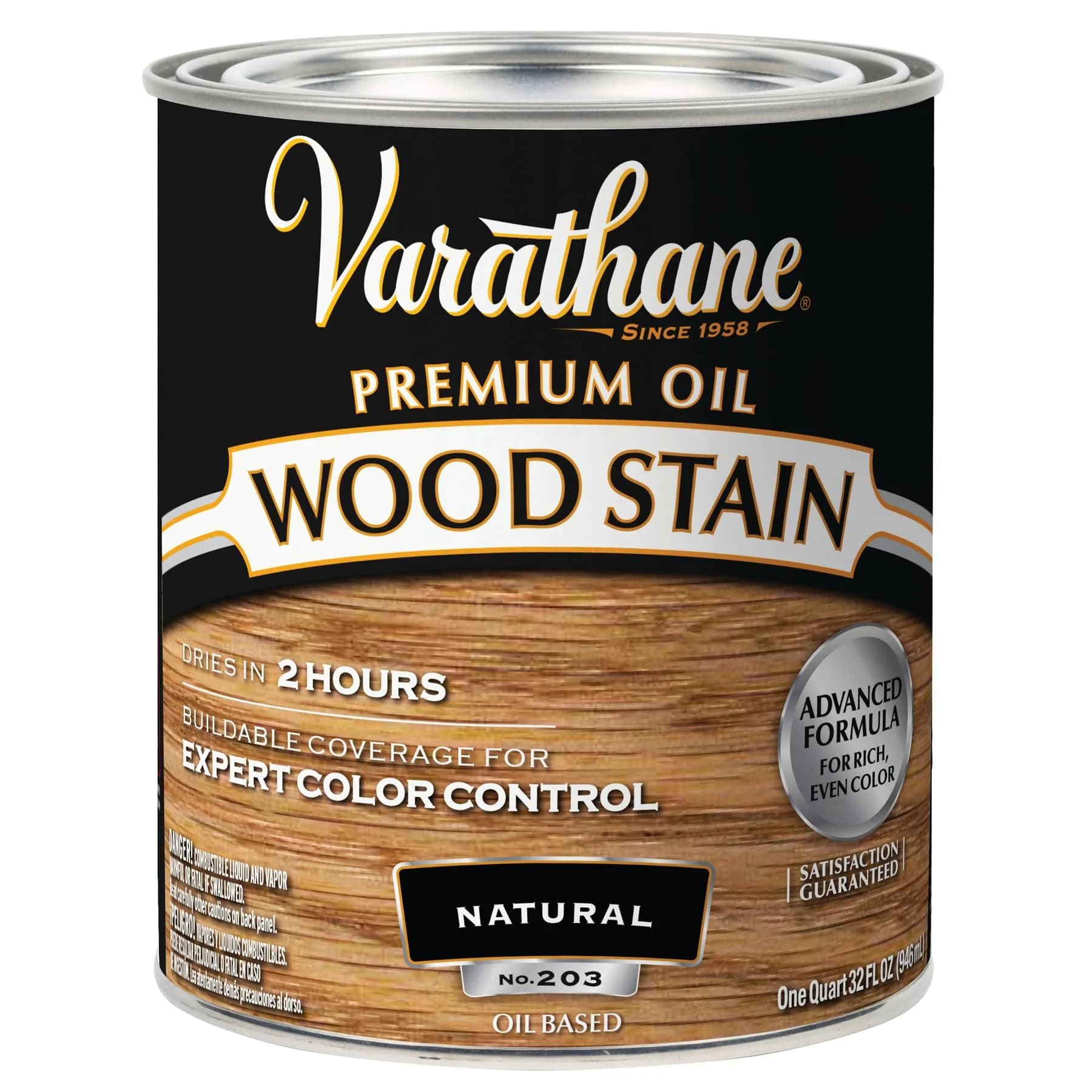 Varathane Natural Oil-Based Wood Stain Quart (32 Fl Oz) | Rich Color for Interior Wood - main product image