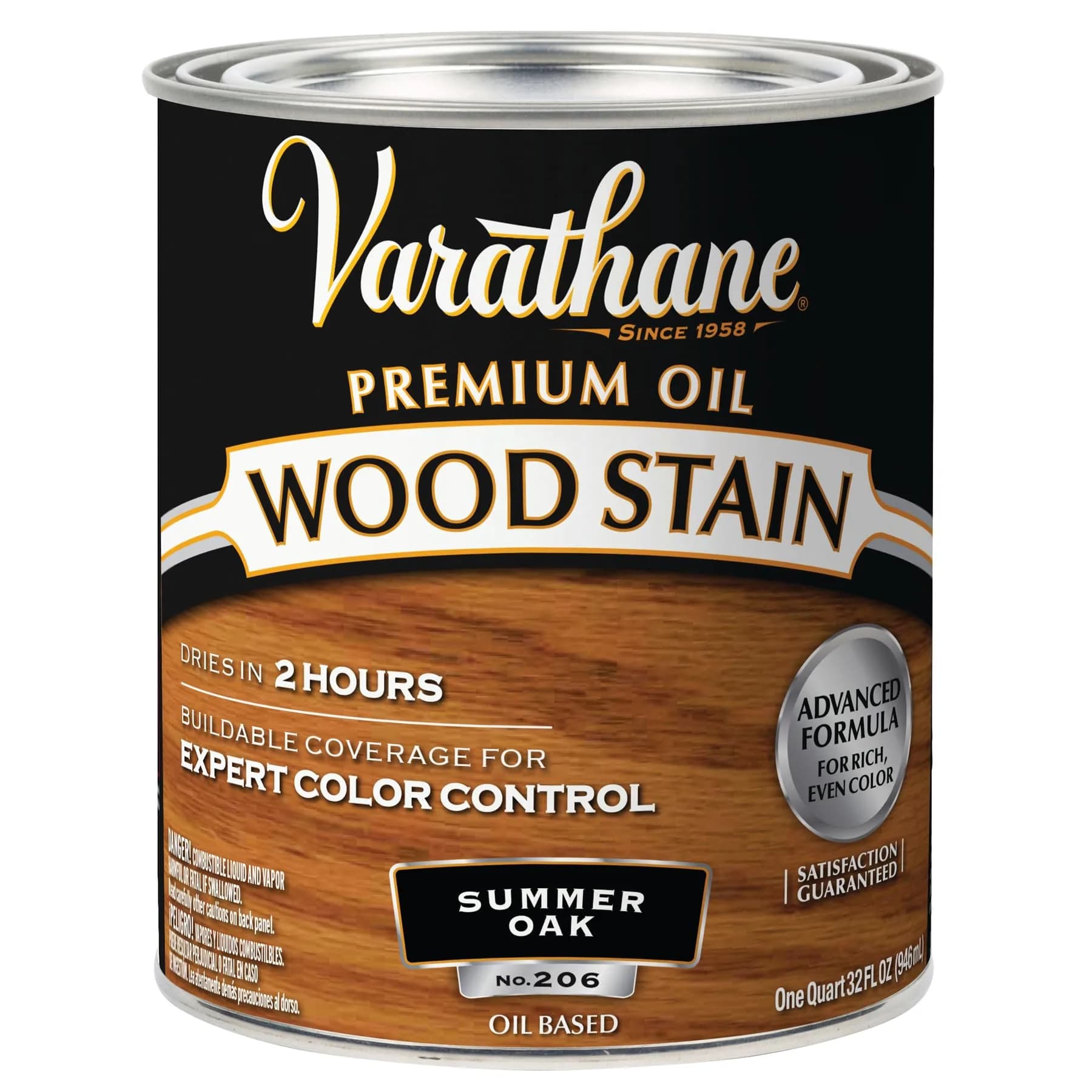 Varathane Dry Summer Oak Oil-Based Wood Stain 946ml (1 Quart) | Rich Wood Color for Interiors - main product image
