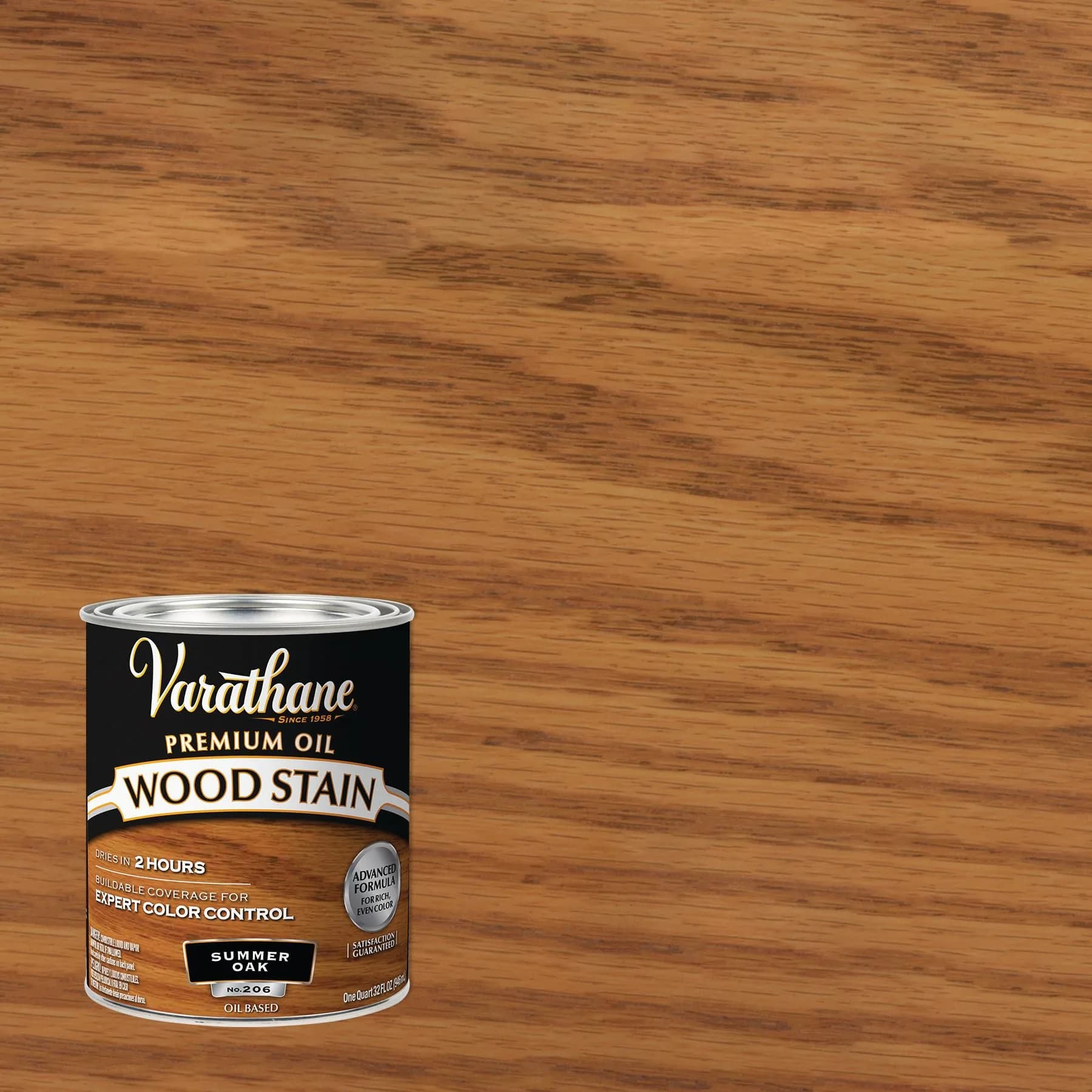 Varathane Dry Summer Oak Oil-Based Wood Stain 946ml (1 Quart) | Rich Wood Color for Interiors - view 2