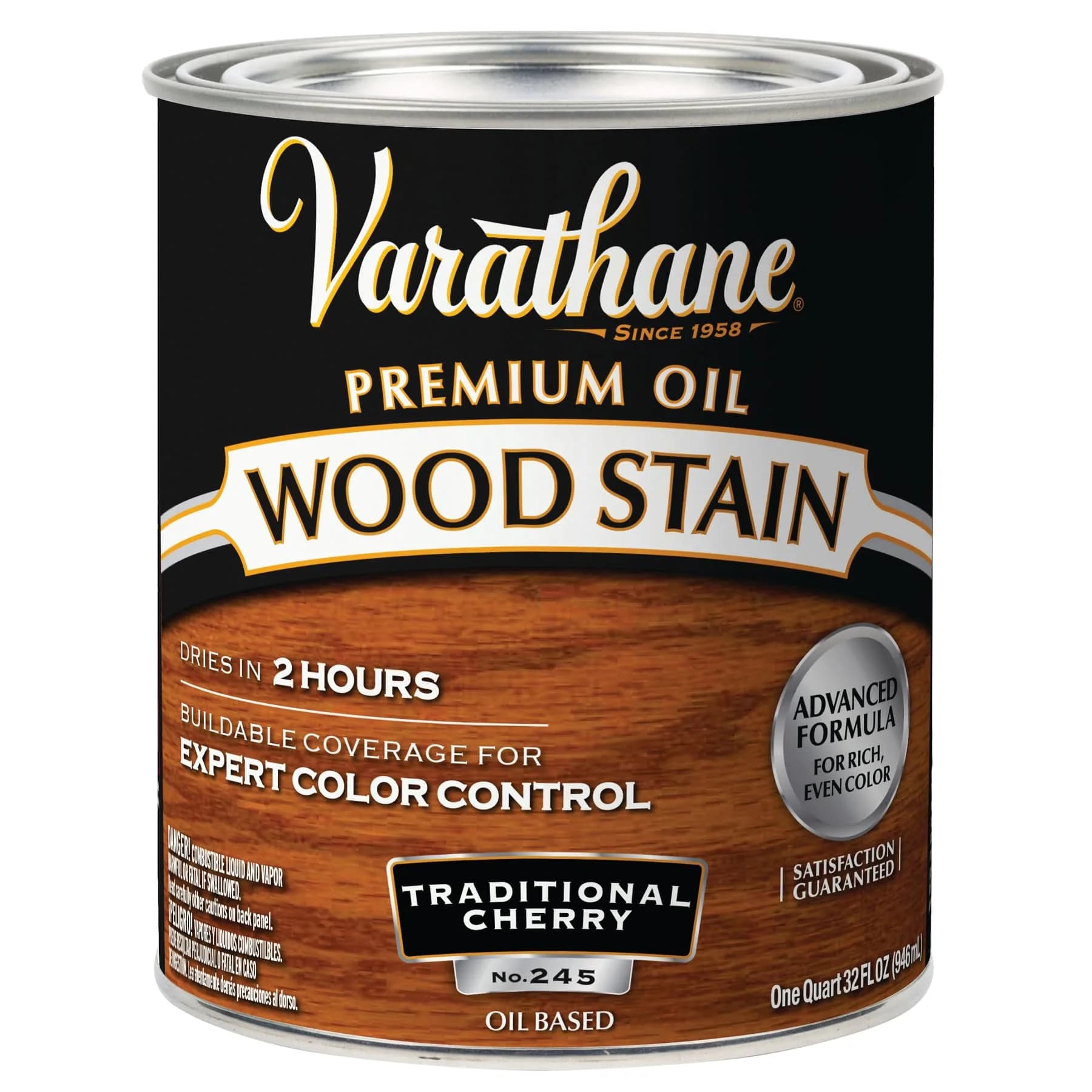 Varathane Traditional Cherry Oil-Based Wood Stain Quart (32 Fl Oz) | Rich Red Hue for Interior Wood - main product image