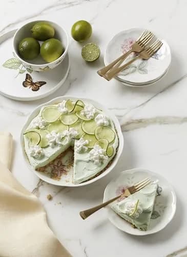 Lenox Butterfly Meadow Porcelain Pie Dish | Deep Blossom Design, 9.5" | Microwave & Dishwasher Safe thumbnail 2