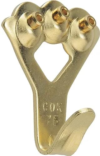 OOK Brass Picture Hangers | Reusable Art Hooks, 75lb Capacity, Brass Finish, 1 Set thumbnail 1