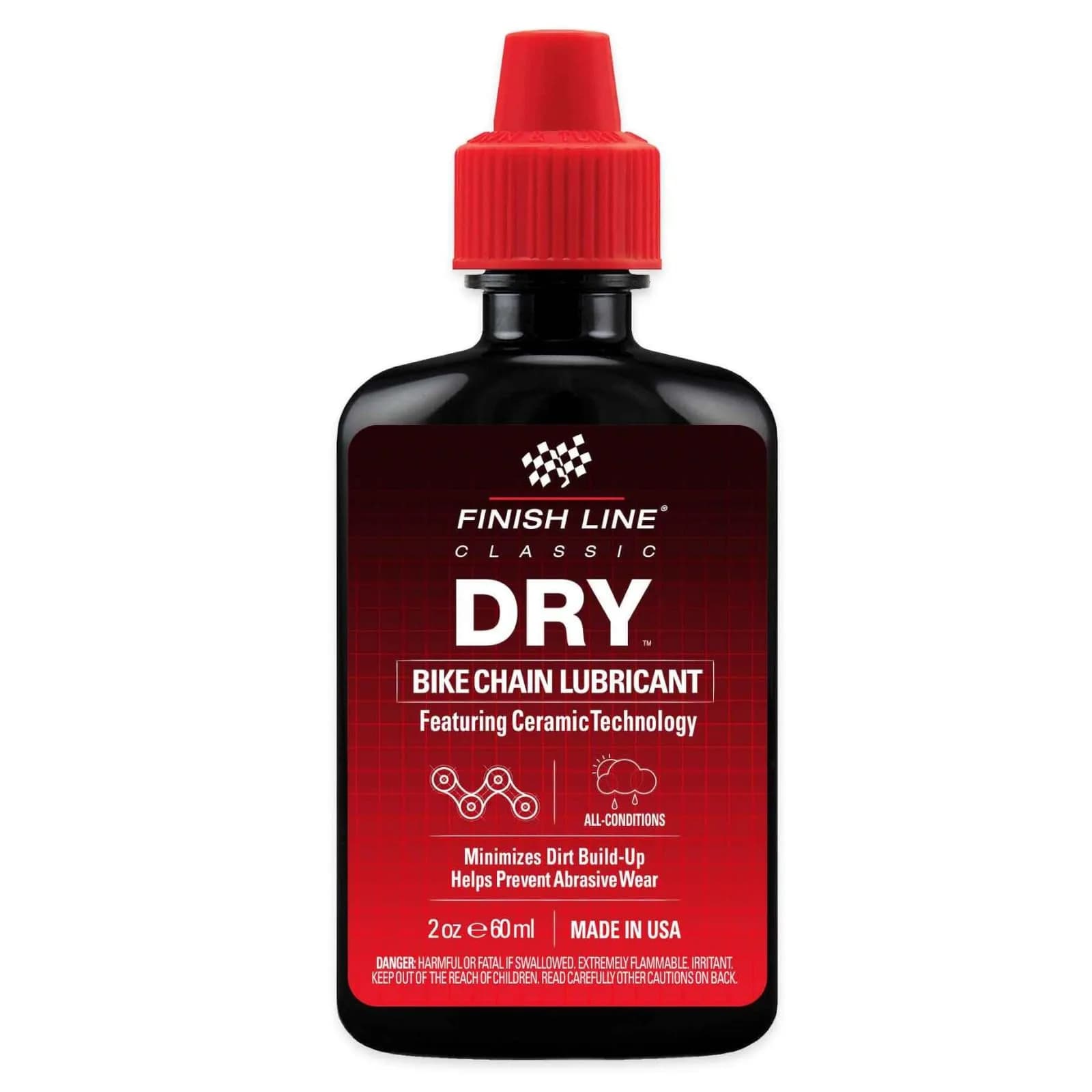 Finish Line DryDry Chain Lubricant 59ml (2 Fl Oz) | Ceramic Technology for Dry & Dusty Indian Roads — 2 Ounce Squeeze Bottle