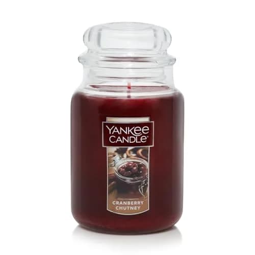 Yankee Candle Cranberry Chutney 22oz Large Jar Candle | Over 110 Hours Burn Time, Autumn Scent for Home thumbnail 1