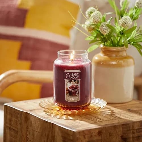 Yankee Candle Cranberry Chutney 22oz Large Jar Candle | Over 110 Hours Burn Time, Autumn Scent for Home thumbnail 4