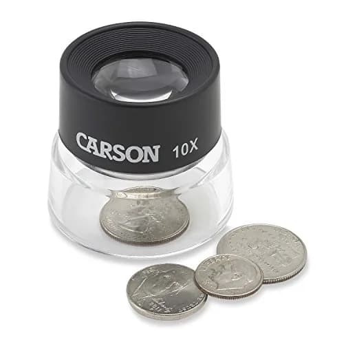 Carson LumiLoupe 10X Power Black/Clear Stand Magnifier | Ambient Light, 1.0 inch Lens Diameter thumbnail 5