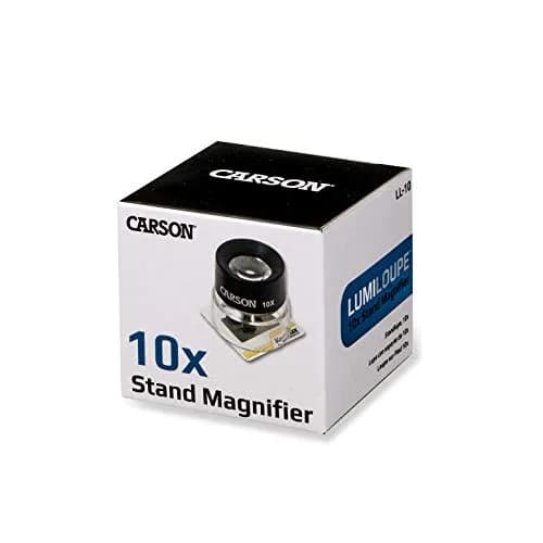 Carson LumiLoupe 10X Power Black/Clear Stand Magnifier | Ambient Light, 1.0 inch Lens Diameter thumbnail 6