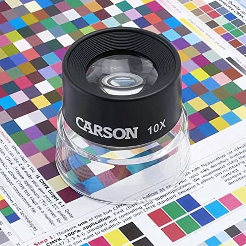 Carson LumiLoupe 10X Power Black/Clear Stand Magnifier | Ambient Light, 1.0 inch Lens Diameter thumbnail 2