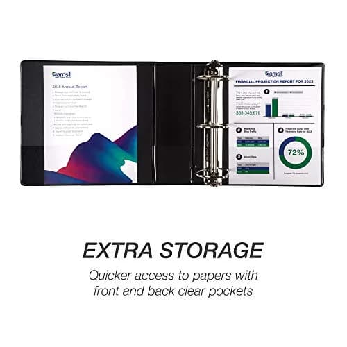 Samsill Durable 4-Inch 3-Ring Binder, D-Ring, Black, 100% Recycled Chipboard | Holds 700 Pages thumbnail 5