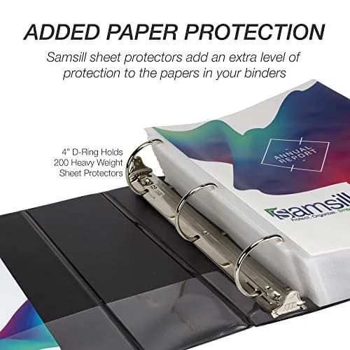 Samsill Durable 4-Inch 3-Ring Binder, D-Ring, Black, 100% Recycled Chipboard | Holds 700 Pages thumbnail 8
