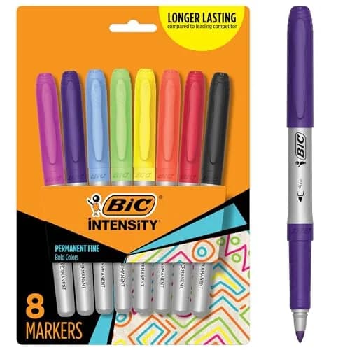 BIC Marking Pen Fine Point 8-Count Assorted Colors | Long-Lasting, Non-Slip Grip, Quick-Drying Ink thumbnail 1