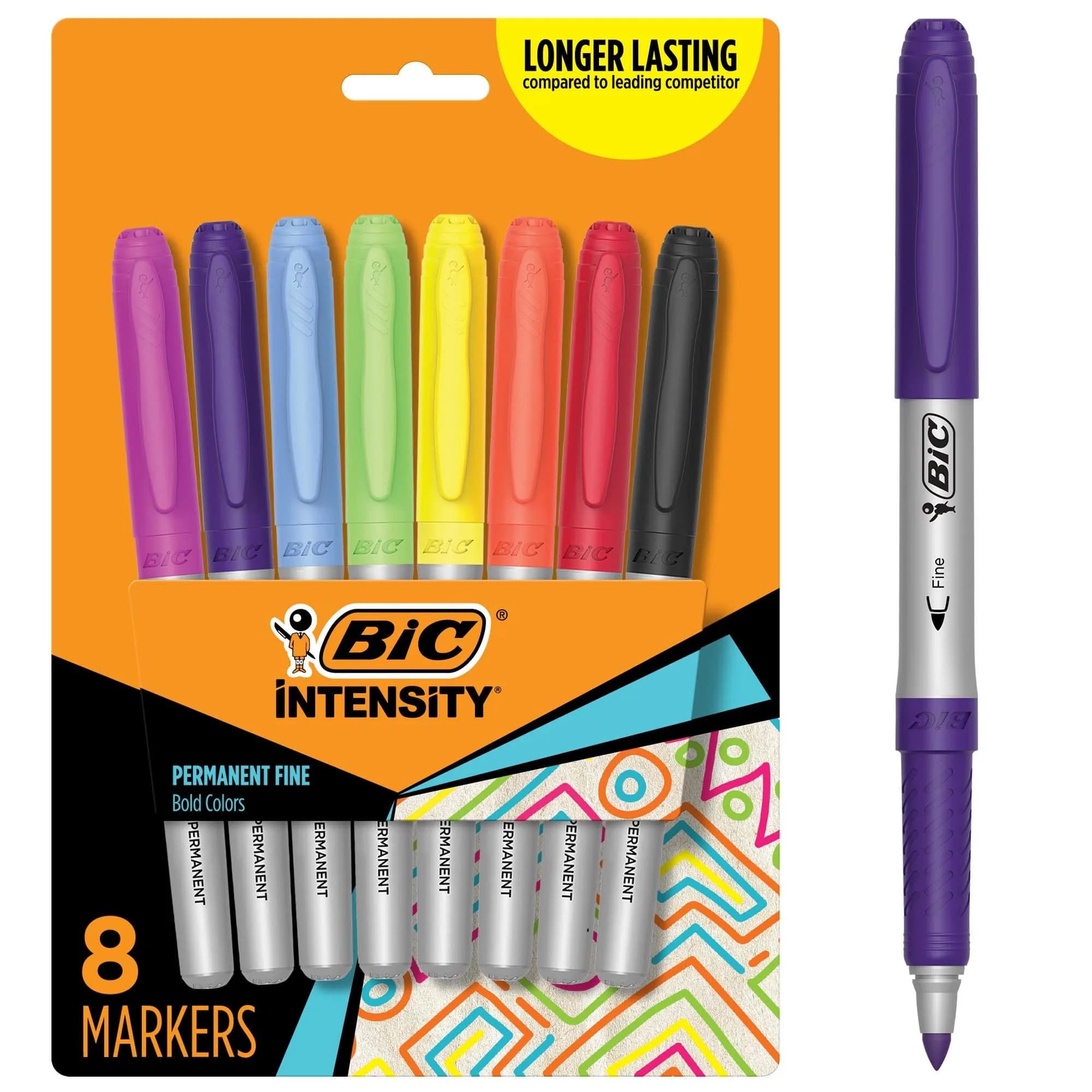 BIC Marking Pen Fine Point 8-Count Assorted Colors | Long-Lasting, Non-Slip Grip, Quick-Drying Ink - main product image