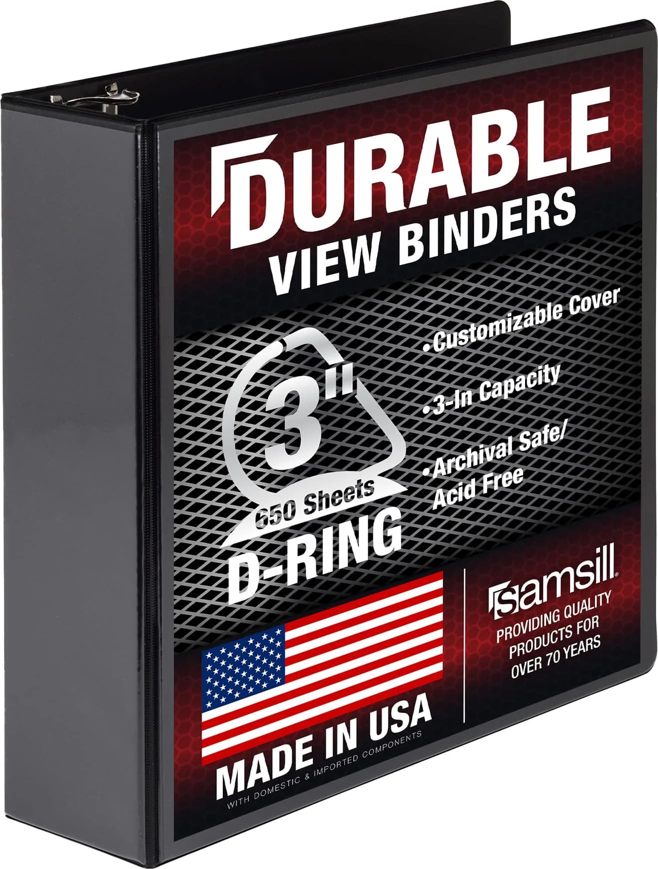 Samsill Durable 1 Inch 3 Ring Binder, Blue, 4 Pack | Heavy-Duty D-Ring Storage for Office & School — 3 Inch / Black