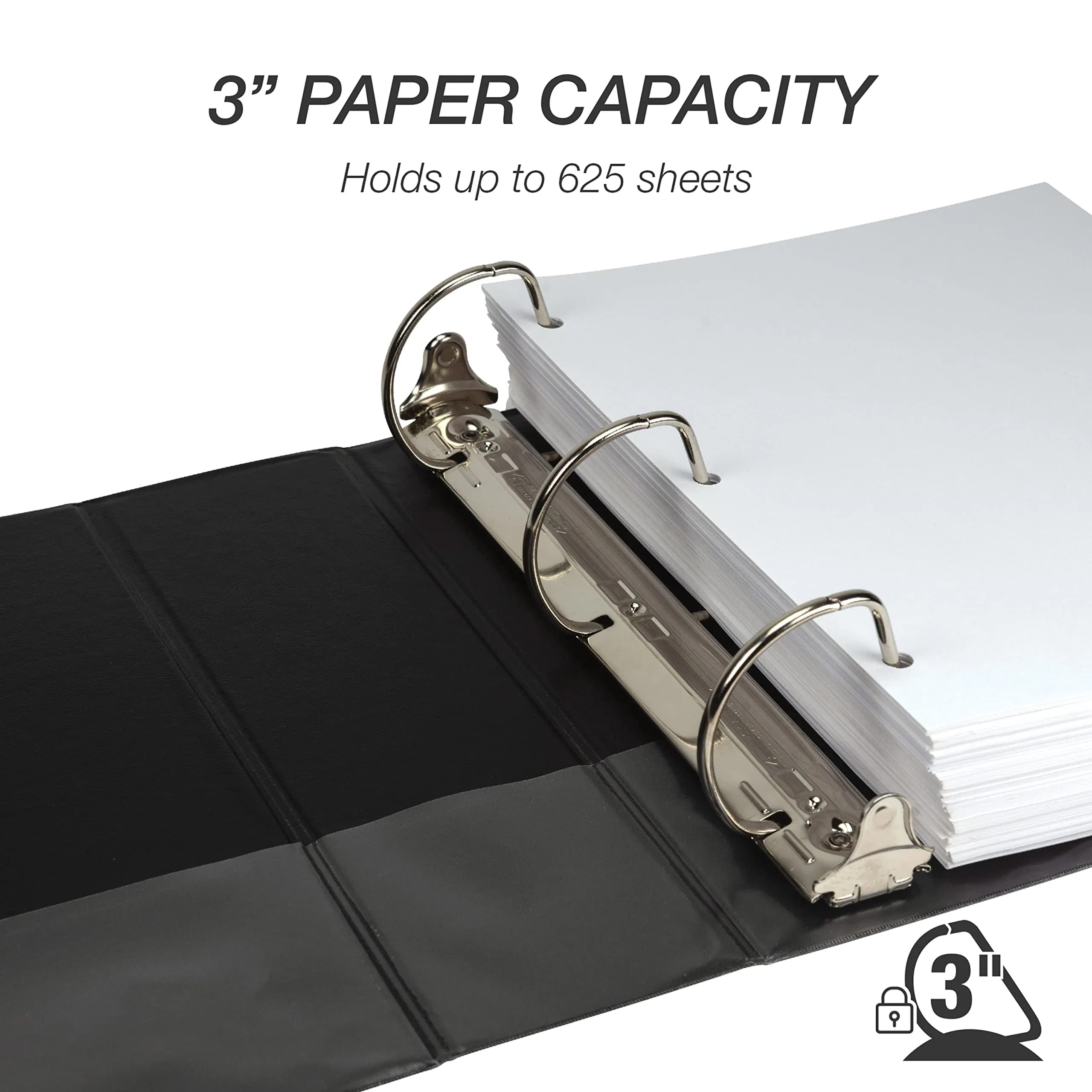 Samsill 7.6cm (3 inch) Black D-Ring Binder, 1 Pack | Recycled Chipboard, Holds 600 Sheets - view 3