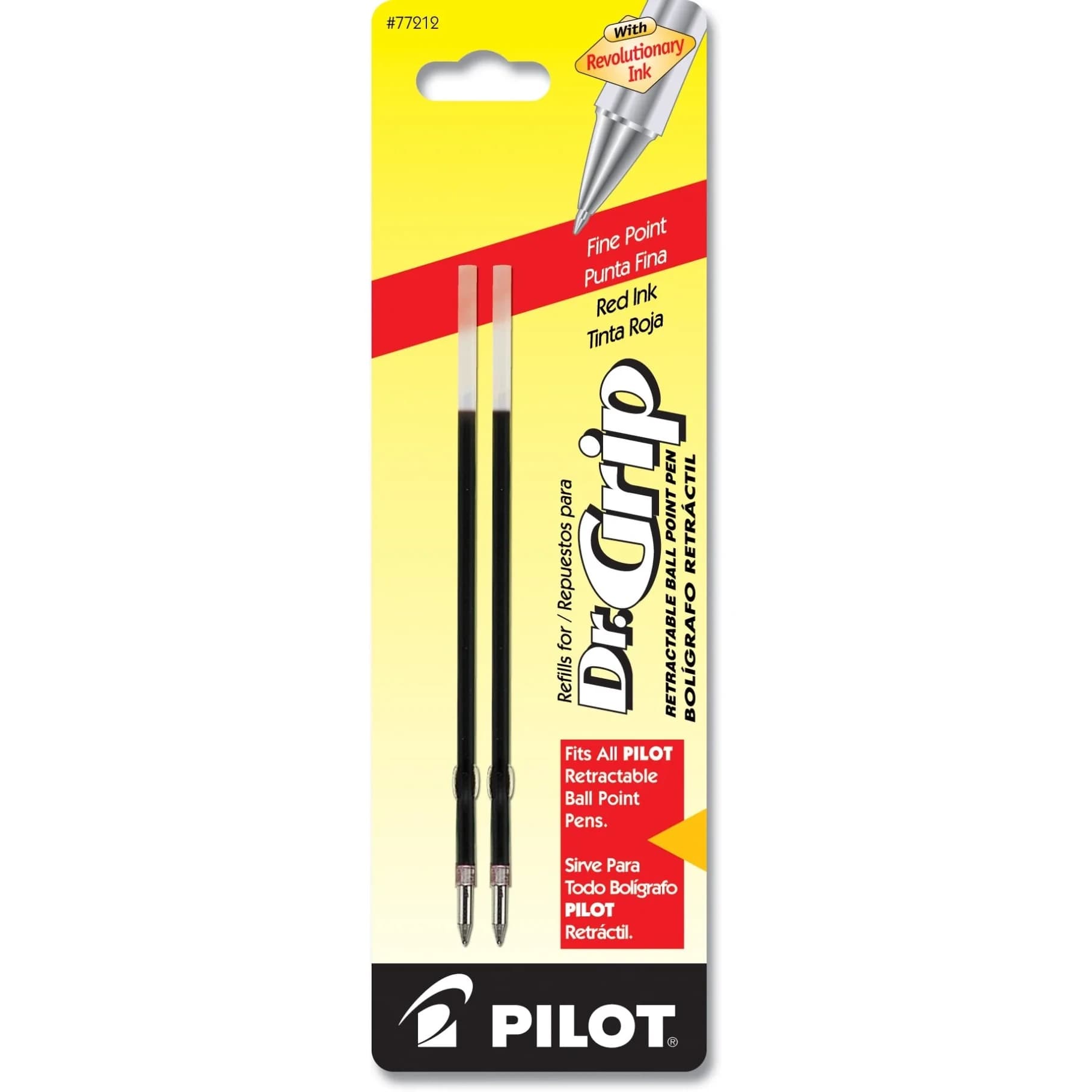 PILOT Dr. Grip Limited Refillable & Retractable Gel Pen, Black Ink, Medium 1.0mm Point, 2-Pack | Arthritis Foundation Ease-of-Use Commended — Red