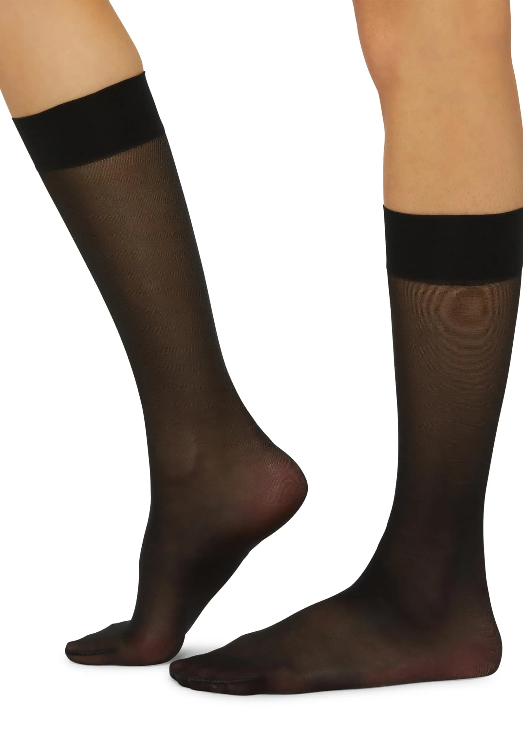 Wolford Satin Touch 20 Knee-Highs for Women Silky Sheer Socks with Elegant Sheen Comfortable Fit for All-Day Wear — Black / Medium