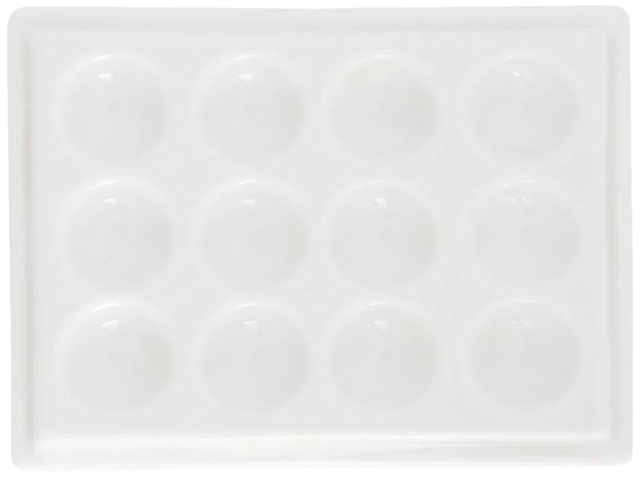 Jack Richeson Porcelain Palette 12 Well Medium Tray | Hand Glazed White Art Palette for Water Media
