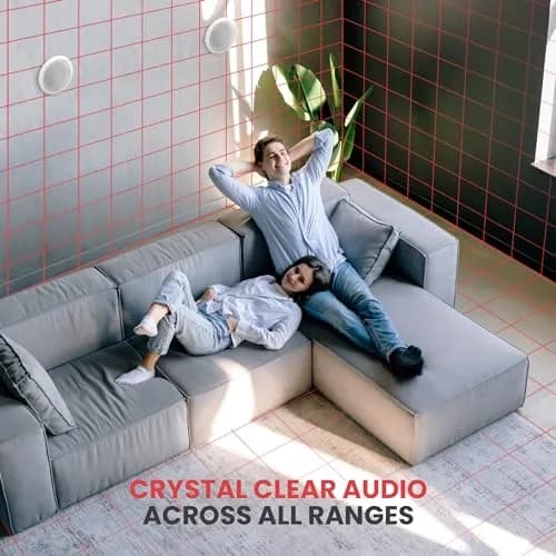 Pyle 5.25" Ceiling & Wall Mount Speakers | 2-Way 150W Flush Design in White thumbnail 4