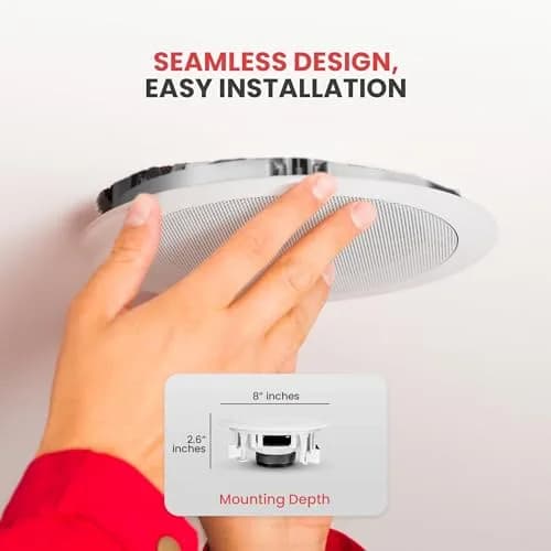 Pyle 5.25" Ceiling & Wall Mount Speakers | 2-Way 150W Flush Design in White thumbnail 6