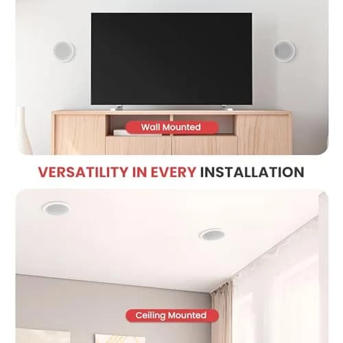 Pyle 5.25" Ceiling & Wall Mount Speakers | 2-Way 150W Flush Design in White thumbnail 2
