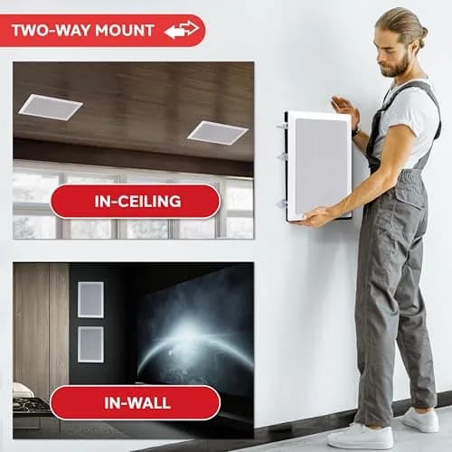 Pyle 200 Watts 6.5'' In-Wall / In-Ceiling Rectangle Stereo Speakers - 2-Way Hi Fi Sound with Flush Mount, White (Pair) | Full Range Stereo thumbnail 5