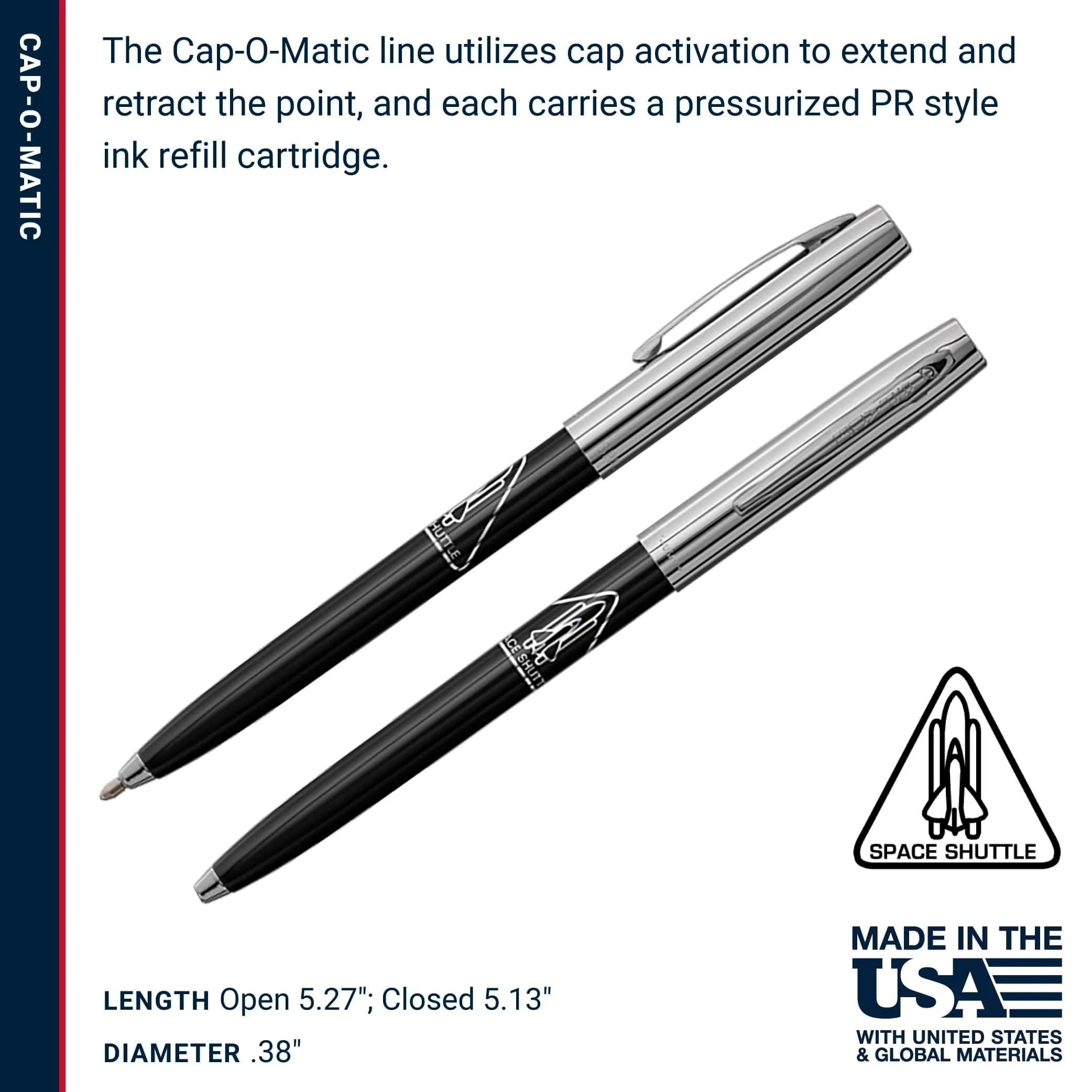 Fisher Space Pen Chrome Space Shuttle Imprint Cap-O-Matic Pen | Writes Upside Down & Extreme Temperatures - view 6