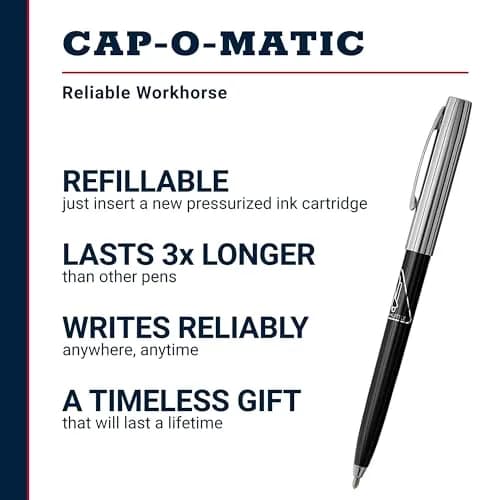 Fisher Space Pen Chrome Space Shuttle Imprint Cap-O-Matic Pen | Writes Upside Down & Extreme Temperatures thumbnail 2