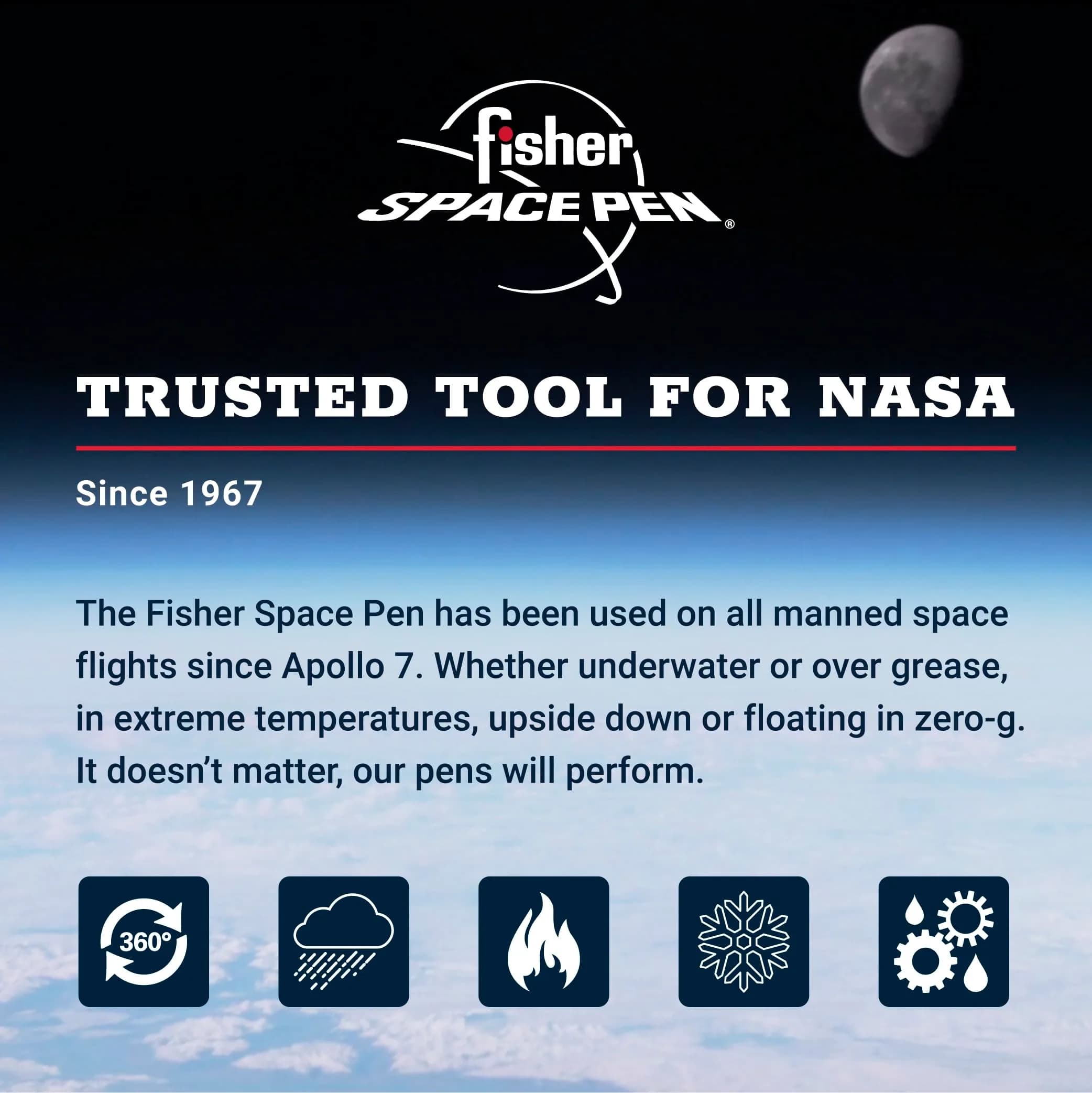 Fisher Space Pen Chrome Space Shuttle Imprint Cap-O-Matic Pen | Writes Upside Down & Extreme Temperatures - view 4