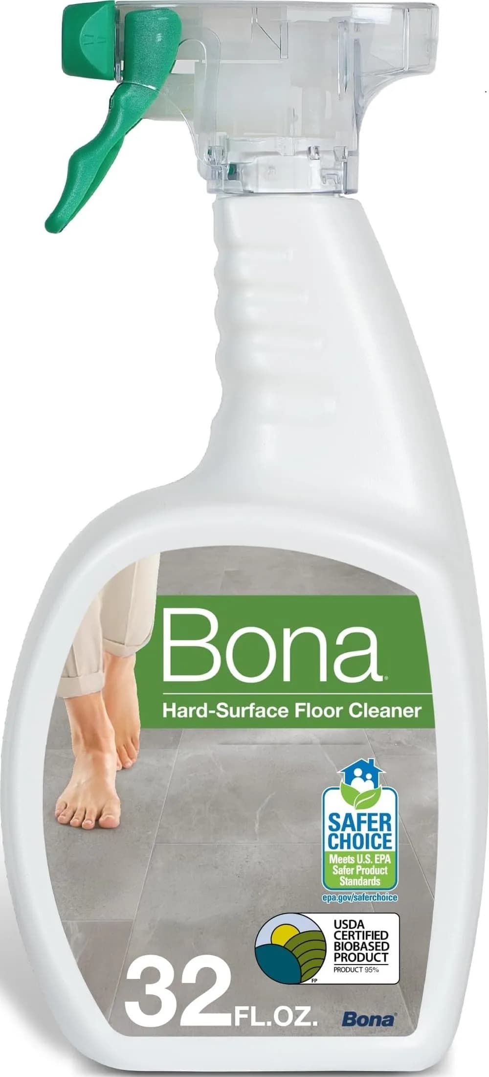 Bona Multi-Surface Floor Cleaner Spray with Lemon Mint Scent, 946 ml (32 fl oz) | Residue-Free Cleaning for Stone, Tile, Laminate & Vinyl Floors — Unscented