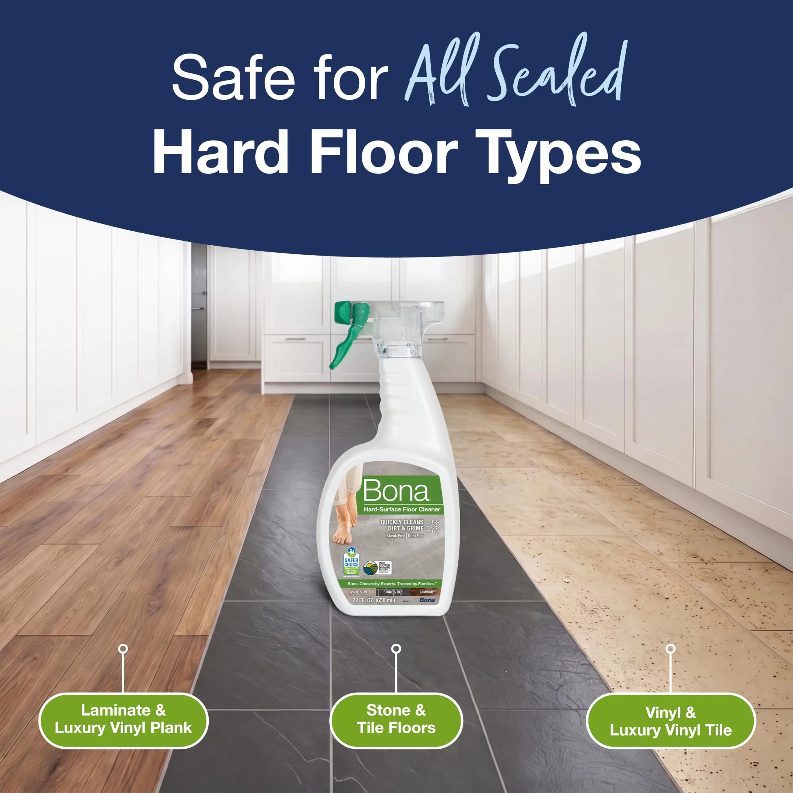 Bona Multi-Surface Floor Cleaner Spray 946ml (32 fl oz) | pH-Neutral, Residue-Free Formula for Tile, Stone, Laminate & Vinyl - view 6