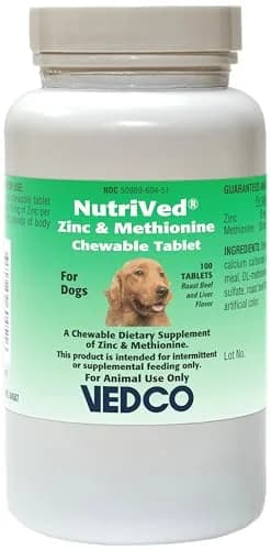 NutriVed Zinpro Dog Chewable Tablets 100 Count | Zinc Methionine Supplement for Canine Gut Health thumbnail 1