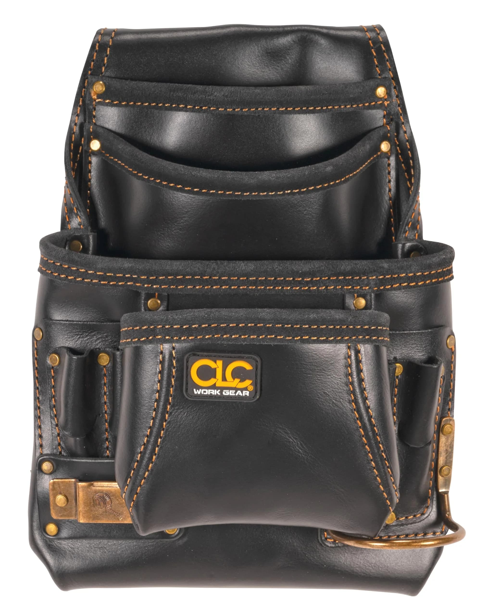 Custom Leathercraft Nail & Tool Bag 10 Pocket Reversed Top Grain | Durable Leather Utility Holster Pouch - main product image