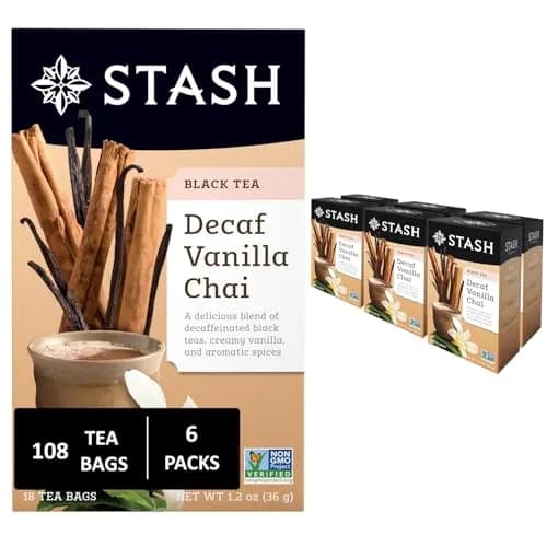 Stash Decaf Vanilla Chai Black Tea, 108 Bags | Rich, Decaffeinated & Cozy (70-120 chars) thumbnail 1