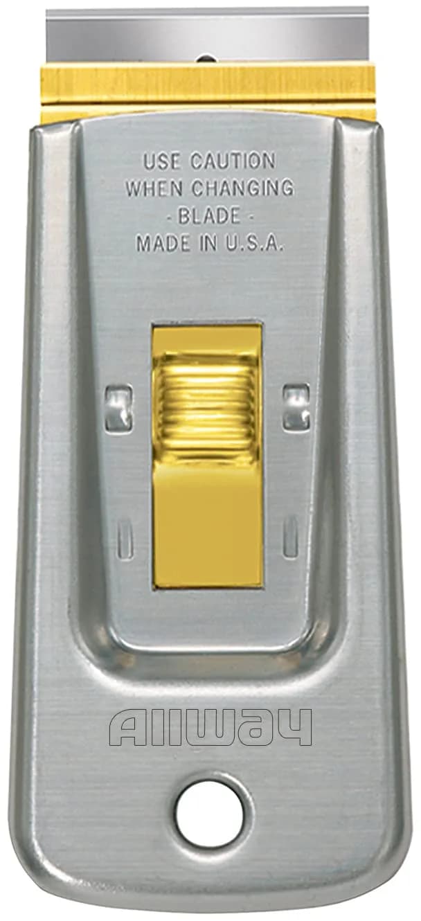 ALLWAY GS Safety Glass Scraper with 5 Blades | Removes Paint, Stickers & Adhesives from Hard Surfaces — Silver