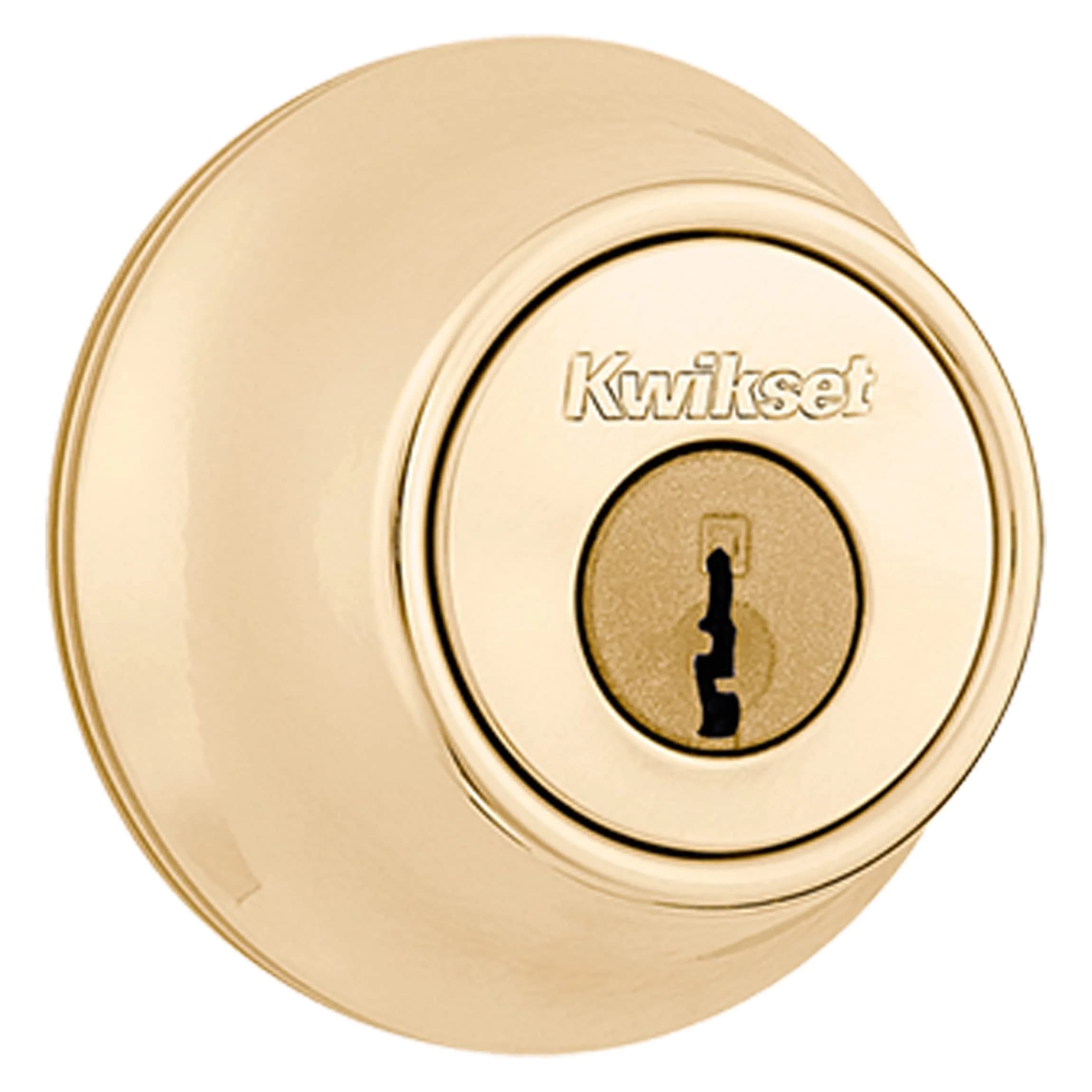 Kwikset 660 Single Cylinder Deadbolt Lock, Polished Brass Round, 2.7" L x 3.7" W x 4.3" H | Grade 3 BHMA Certified Security