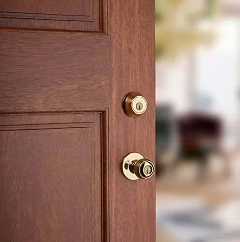 Kwikset 660 Single Cylinder Deadbolt Lock, Polished Brass Round, 2.7" L x 3.7" W x 4.3" H | Grade 3 BHMA Certified Security thumbnail 4