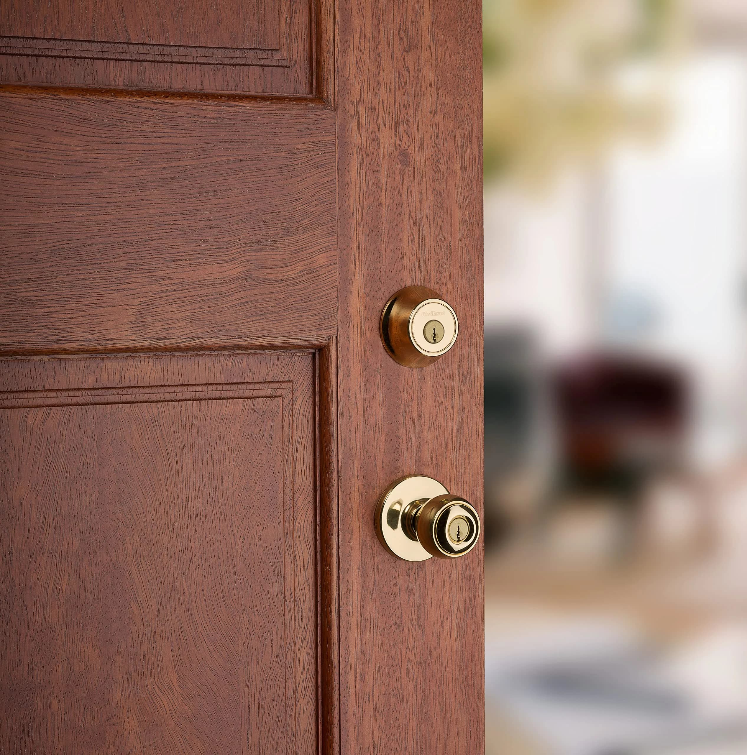 Kwikset 660 Single Cylinder Deadbolt Lock, Polished Brass Round, 2.7" L x 3.7" W x 4.3" H | Grade 3 BHMA Certified Security - view 4