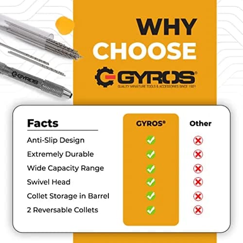 Gyros Swivel Head Pin Vise Hand Drill 0"-1/8" | Precision Jewelry & Hobby Tool thumbnail 7