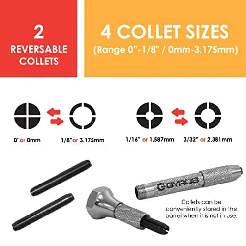 Gyros Swivel Head Pin Vise Hand Drill 0"-1/8" | Precision Jewelry & Hobby Tool thumbnail 3