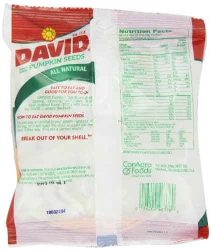 David Seeds Salted & Roasted Pumpkin Seeds 5 OZ | Keto Friendly Snack, 12 Pack thumbnail 2