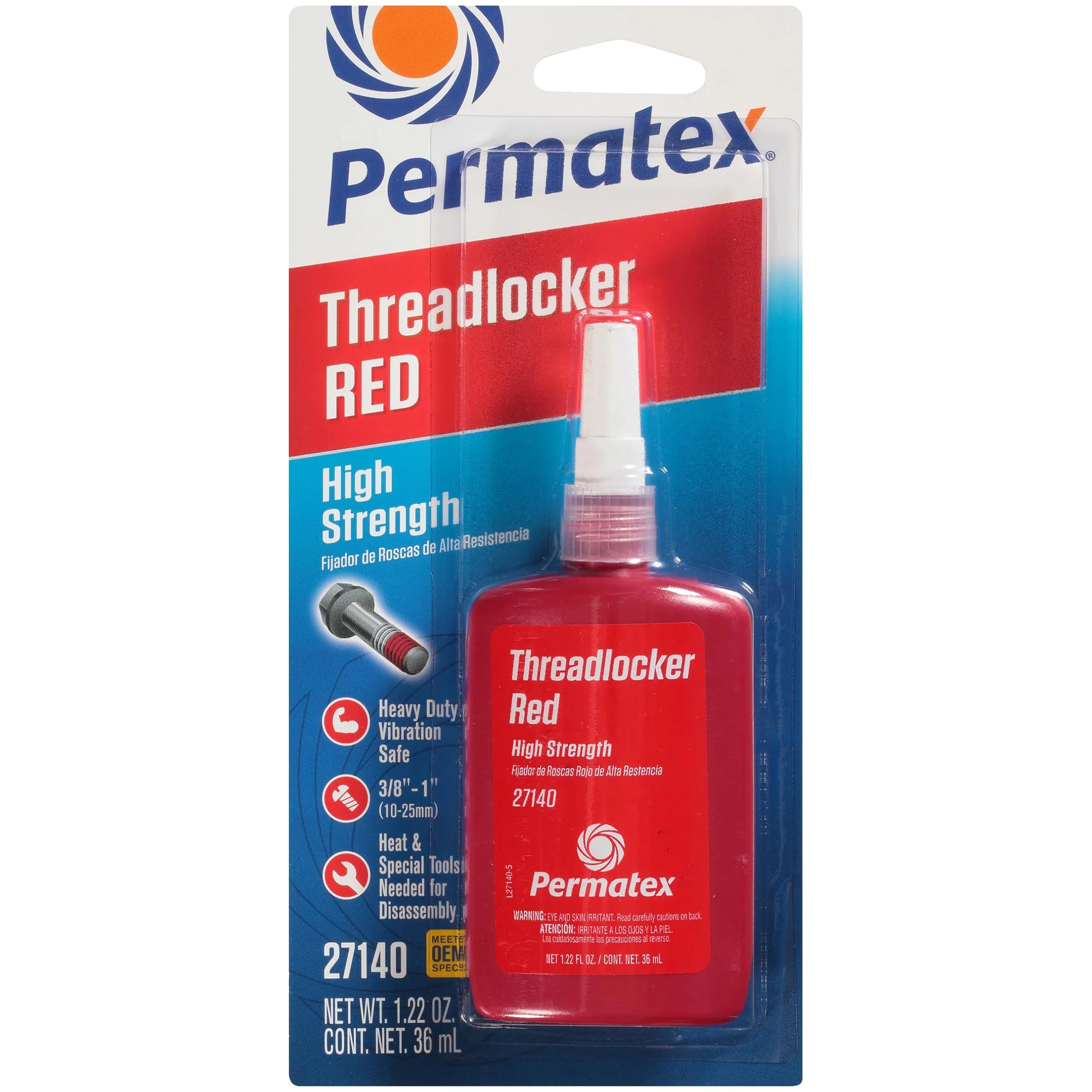 Permatex High Strength Threadlocker Red 36 ml | 3,000 PSI Locking Power for Automotive & Industrial Use