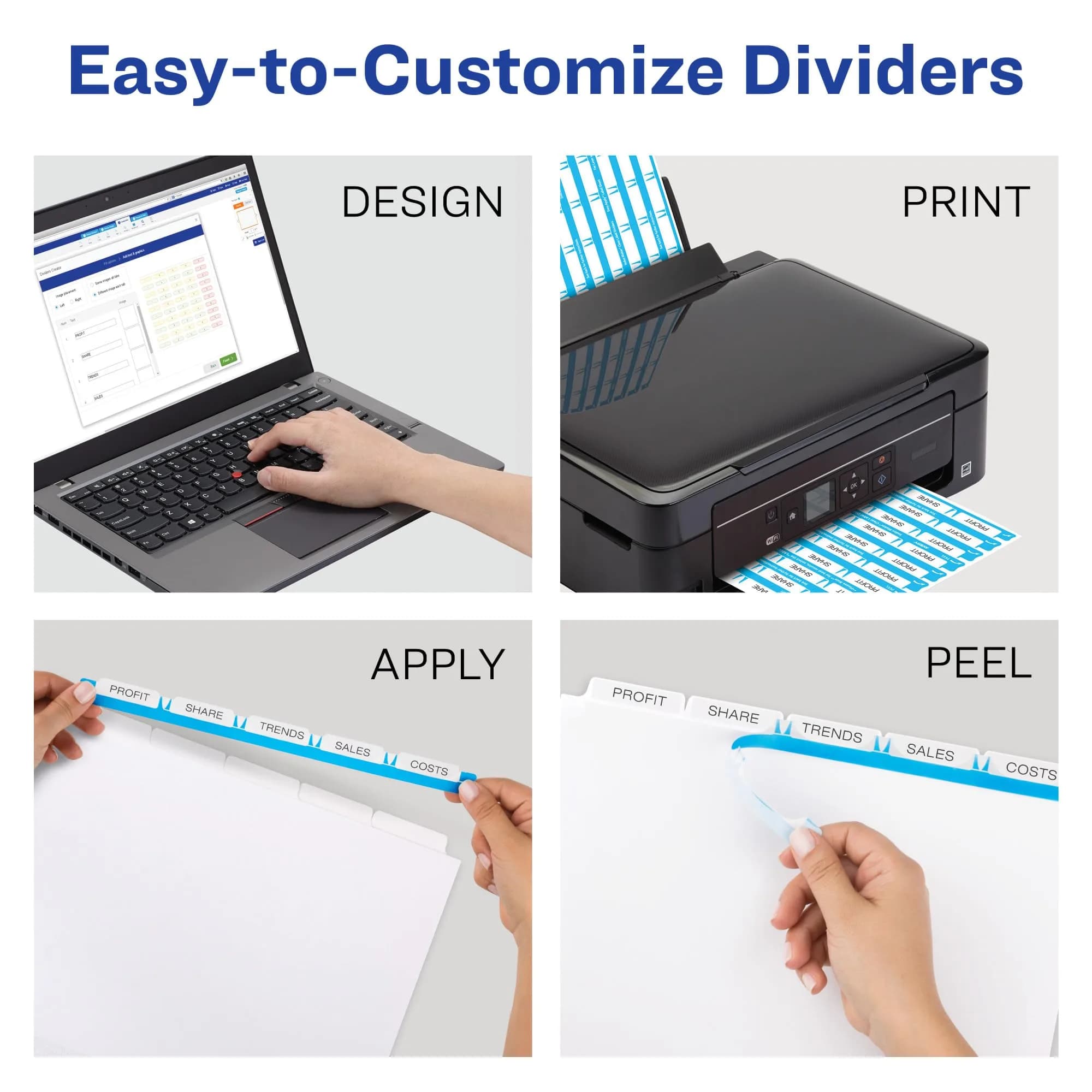 Avery 5-Tab Extra Wide Binder Dividers, White, 5 Sets (25 Dividers Total) | Organize Documents & Presentations with Easy Apply Labels - view 5