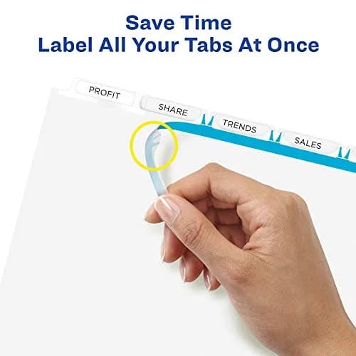 Avery 5-Tab Extra Wide Binder Dividers, White, 5 Sets (25 Dividers Total) | Organize Documents & Presentations with Easy Apply Labels thumbnail 6