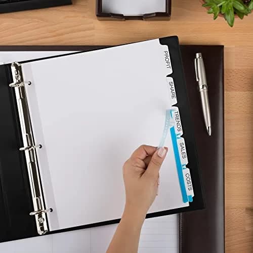 Avery 5-Tab Extra Wide Binder Dividers, White, 5 Sets (25 Dividers Total) | Organize Documents & Presentations with Easy Apply Labels thumbnail 8